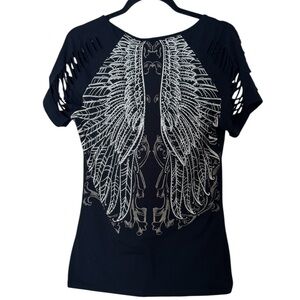 Elegant Black Wing Graphic Tee